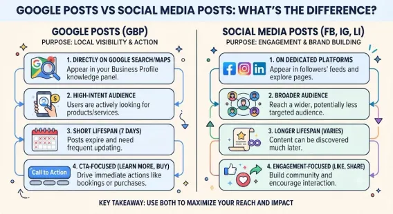 Google Posts vs Social Media Posts: What's the Difference?