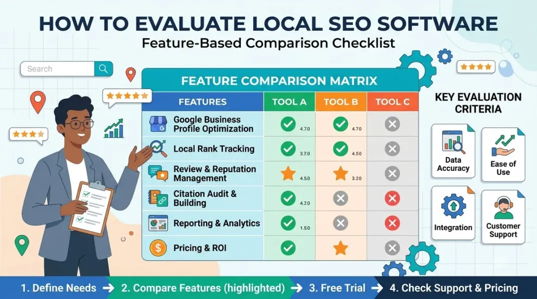 How to Evaluate Local SEO Software Using a Feature-Based Comparison Checklist