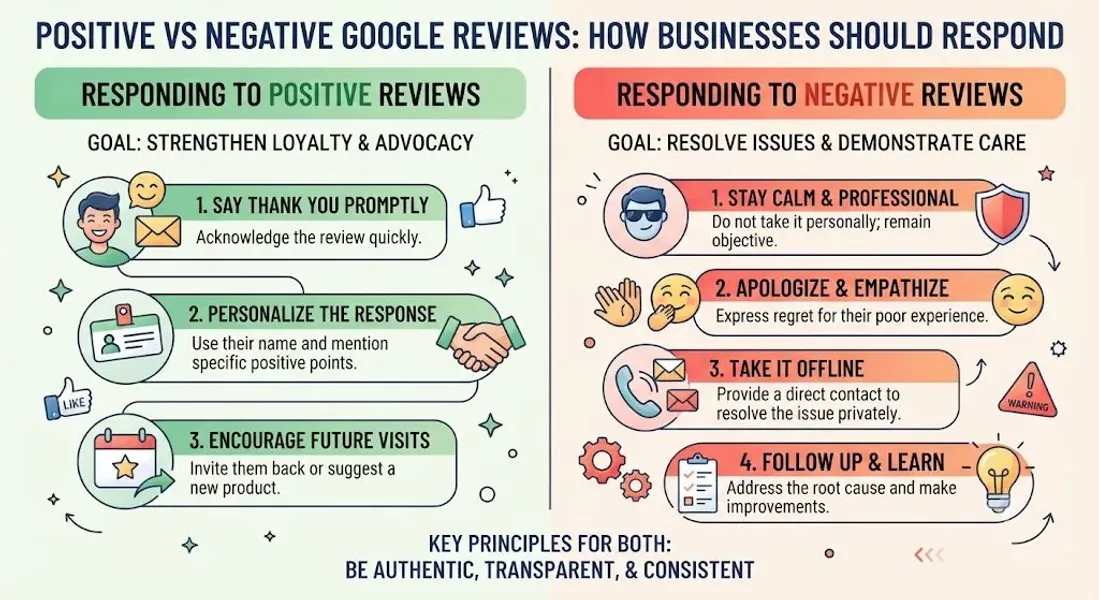 Positive vs Negative Google Reviews: How Businesses Should Respond