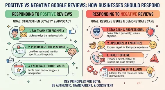 Positive vs Negative Google Reviews: How Businesses Should Respond